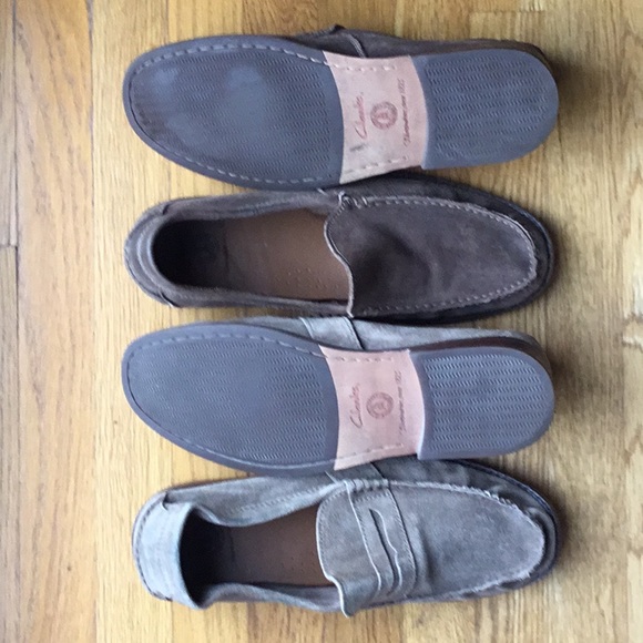 2 Pair! Clarks 12M Men’s Brn Leather/Suede Loafers - Picture 2 of 2